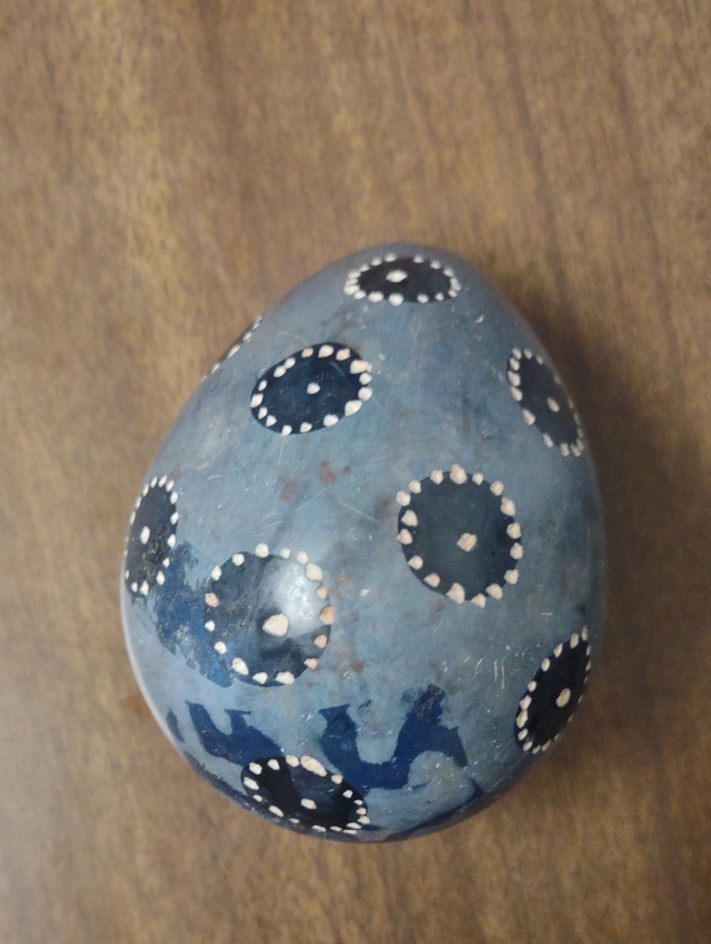 Carved Stone Blue Decorative Egg - Artisan Home Art